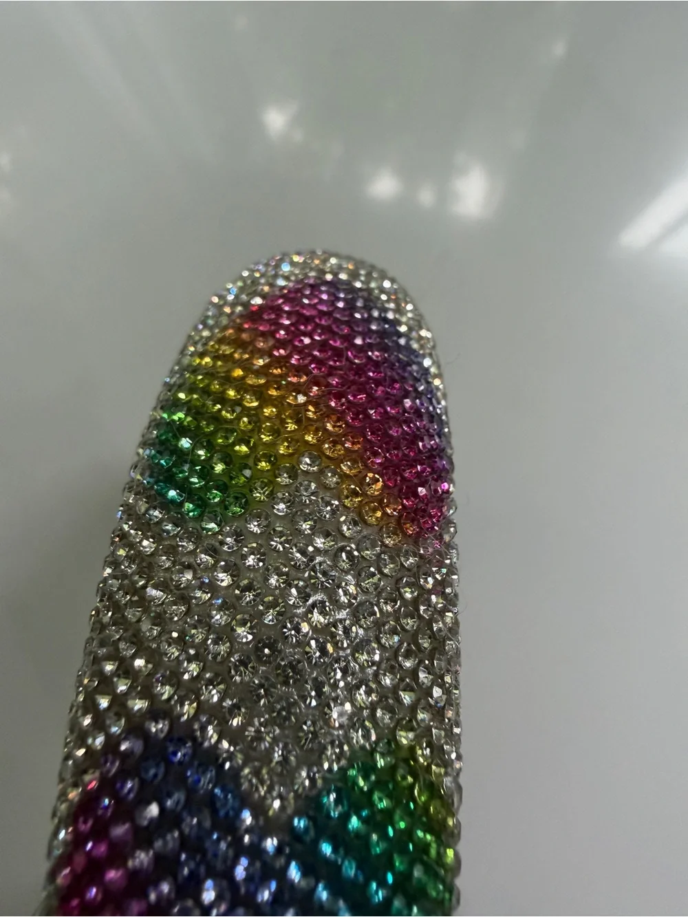 Bari Lynn Fully Crystalized Heart Headband rainbow velvet lined one size